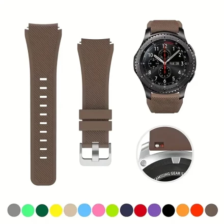 22mm Men’s Quick Release Silicone Watch Band for Samsung Galaxy Watch 3 (45mm/46mm) & Gear S3 Frontier - Flexible, Lightweight, Water-Resistant, Non-Toxic, Soft Blue Strap with Metal Clasp