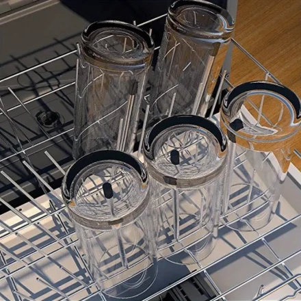 5-Pack Metal Dishwasher Safe Bottle Holders for Standard Racks - Accessory for Secure Washing of Soda, Wine & Water Bottles Without Battery