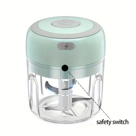 Compact 250ml Electric Mini Food Processor & Meat Grinder with 3 Stainless Blades, USB Rechargeable, 1000 RPM - Ideal for Vegetables, Fruits, and Meats