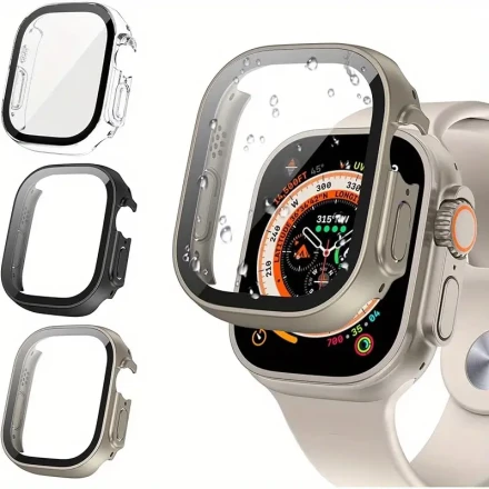 3pcs Ultra 2/Ultra Screen Protector for Apple Watch, 49mm - Tempered Glass with Built-In Hard PC Buffer, Ultra-Thin, Scratch-Resistant Coverage for Men & Women