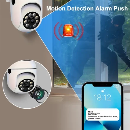 1 3MP2.4GWIFI security intelligent monitoring camera, automatic tracking, full-color night vision, AI mobile floodlights, 355 degree horizontal and 90 degree vertical rotation, two-way voice, easy installation, all-weather, wall mounted installation