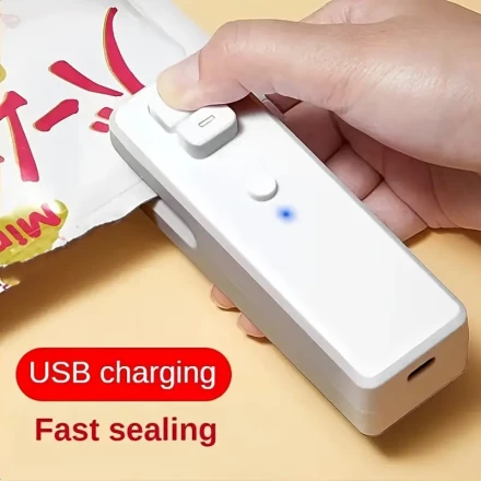 ESUPER Portable 2-in-1 Mini Food Bag Sealer & Cutter - USB Rechargeable, Handheld Heat Seal for Freshness Preservation, Ideal for Home Kitchen Use, Bag Sealers for Food Storage