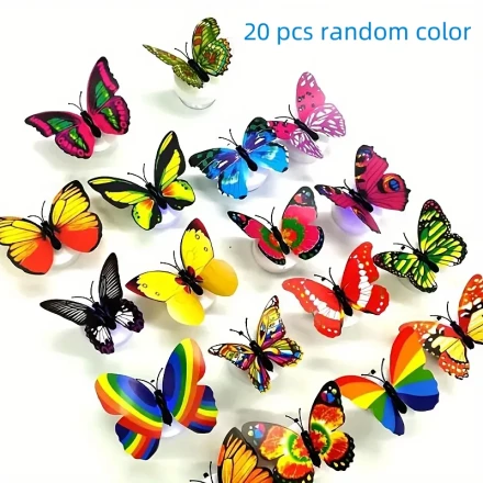 10/20pcs Colorful Glowing Butterfly Night Light Powered by Battery, Stickable LED Decorative Wall Light Butterfly Style