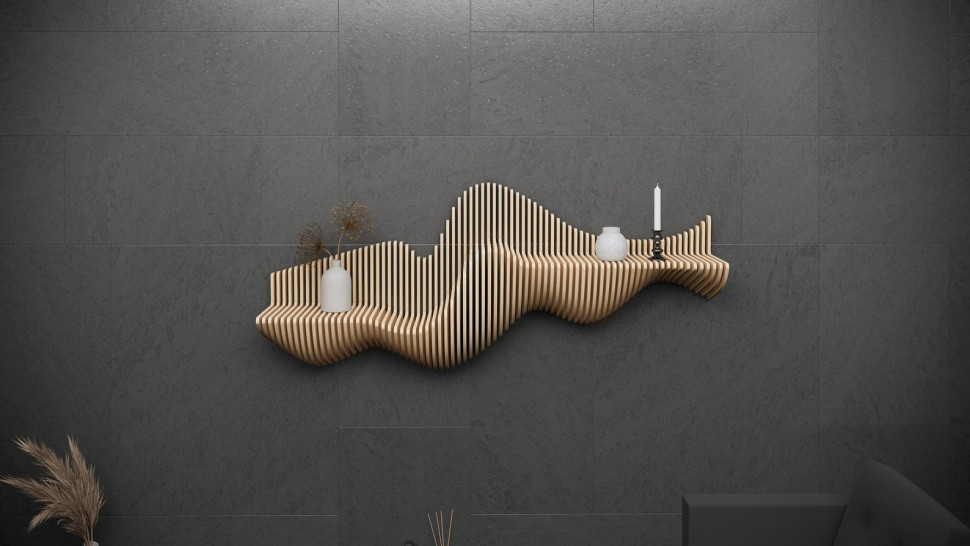 Wavy wooden shelf