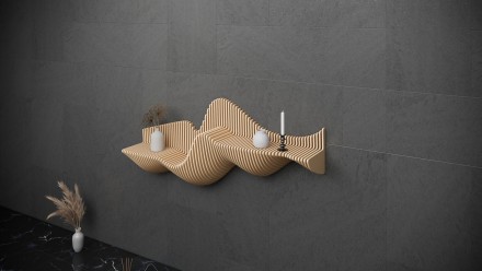 Wavy wooden shelf