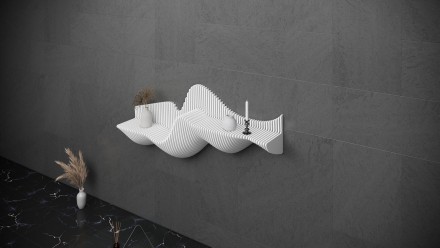 Wavy wooden shelf