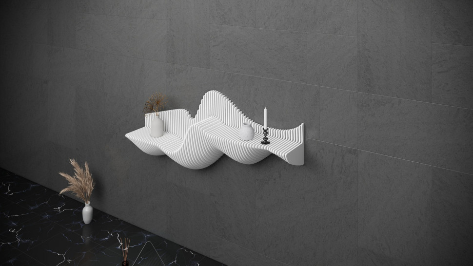 Wavy wooden shelf