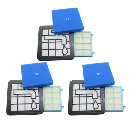 1 Set Reusable Washable Foam Filter Kit for Philips Power Pro Compact FC9331/09, FC9332/09, FC8010/01 Vacuum Cleaner - Plastic Motor Filter Replacement Parts
