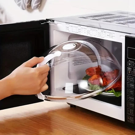 1pc Transparent Microwave Food Cover - Oil & Splash Proof, Fresh-Keeping Lid, PP Material, Ideal for Home & RV Kitchens, Microwave Cover