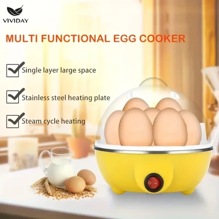 European Standard Egg Cooker, a Large Capacity Transparent Single-Layer Steamer for Home Use, Can Hold 7 Eggs, Multifunctional Egg Steamer, Automatic Power-Off to Prevent Dry Burning, Breakfast Machine, Kitchen Small Appliance, Birthday Gift.