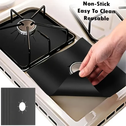 2/4/6pcs Gas Stove Protection Mat, Reusable Foil Gas Range Interior Gas Stove Cleaning Mat, Cleaning Mat, Kitchen Supplies