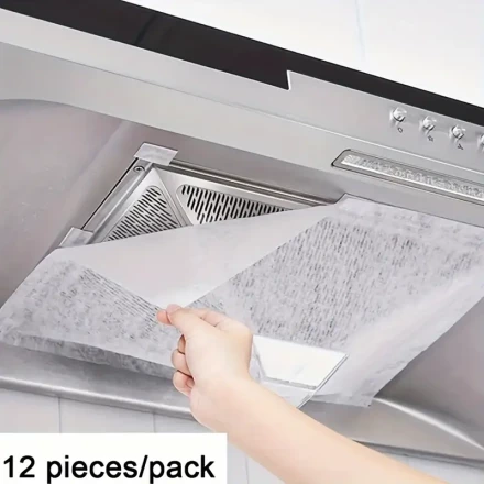 12pcs White Kitchen Range Hood, Oil-proof And Oil-proof Cover, Protective Film Sticker, Filter Mesh, Oil Cigarette Paper, Universal, Wash-free