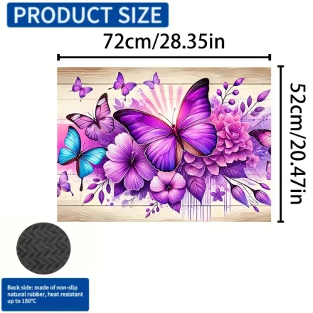1pc Classic Purple Butterfly Pattern Heat-Resistant Mat for Stove Protection, Measuring 72.01 cm X 51.99 cm, Glass Stove Protector, Scratch-Resistant Stove Cover, Dishwasher Safe Natural Rubber Mat for Kitchen Cooking.