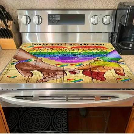 1pc Rainbow World Map Gas Stove Burner Cover - Vibrant Equality Design, High-Temperature Resistant & Scratchproof, Easy to Clean, Adds Colorful Flair to Your Kitchen, Stove Top Protectors