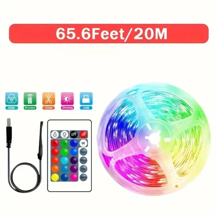 USB-Powered LED Backlight Strip with Remote - Music Sync, Color Changing Ambient Lighting for TV, Bedroom, Living Room & Home Office Decor