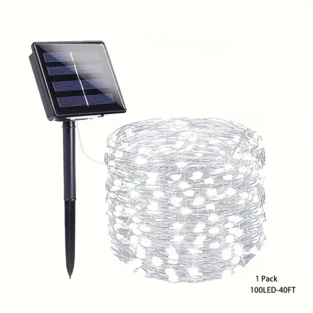 Solar Fairy Lights 32.0meter 300 LED, 100LED-12.19meter Outdoor Twinkle Lights With 8 Modes, Silvery Wire String Lights For Garden Patio Party Wedding Decorations (Warm White, Multicolored, White)