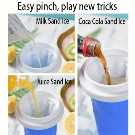 Silicone Smoothie Cup, No Electricity Needed to Make Smoothies with a Squeeze, Quick Freezing, Portable Magic Smoothie Maker, Enjoy The Summer with This Squeeze Smoothie Cup.