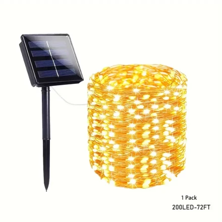 50/100/200/300 LED Solar Silver String Lights, Freely Create Your Own Dazzling Night, 8 Smart Lighting Modes to Choose From, Suitable for Courtyard Flowers, Trees, Outdoor Stages, Outdoor Camping Landscape Beautification, Adding Beautiful Decoration for C
