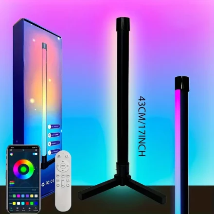 RGB Smart LED Floor Lamp with App & Remote Control – Music Sync, 16M Colors Mood Lighting, Non-Waterproof, Floor Mount, Wireless, USB Powered, Built-in Microphone, Decoration, LED Light Source, ≤36V