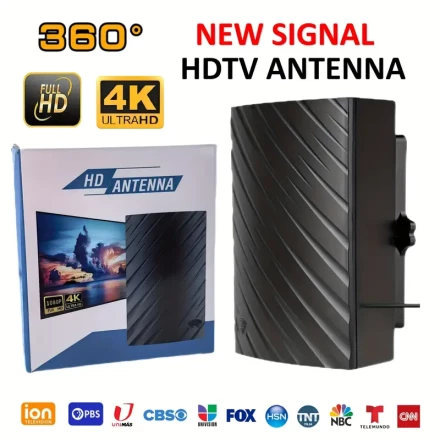 360 Hdtv Aerival - Indoor/Outdoor, 600 Miles Range, Supports Hdtv, HDTV 4K Indoor Outdoor Antenna, Digital TV Antenna HDTV 4K High Definition, Signal Booster, Long Distance Reception, Free TV 1080P Digital Antenna, HDTV Antenna Satellite HD VHE UHE High G