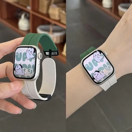 Festive Candy Dual Color Silicone Magnetic Strap for Apple Watch Ultra 2, 49mm Series 9, 45mm, 41mm, 7, 8, 9 SE, 6, 2, 3, 44mm, 40mm, 42mm, 44mm Correa Bracelet