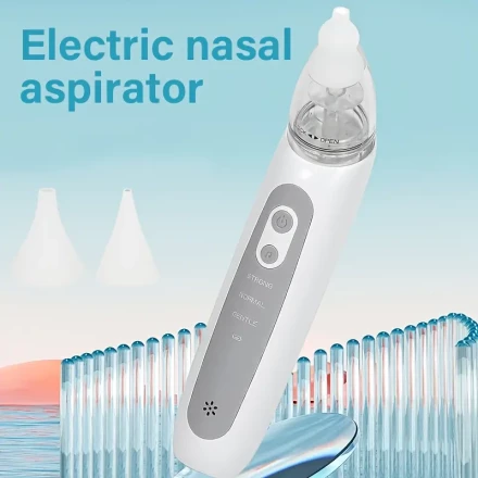 USB Rechargeable Electric Nose Cleaner with 3 Suction Levels, Music Feature & 3 Silicone Tips - Portable Snot Extractor