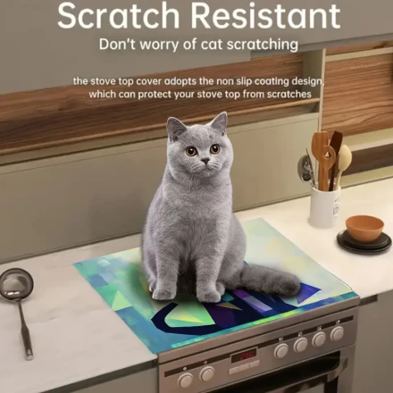 Integrated Stove Replacement Decor Kit Elegant Black Cat, Mirror Refraction Style | Fashionable and Practical! A Variety of Sizes Protect Your Cooktop and Washing Machine Top - Enhance Your Home Decor!