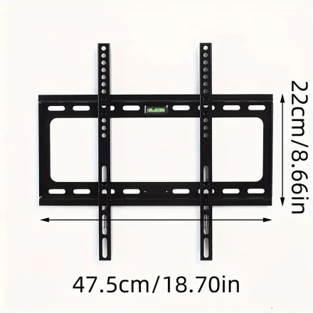 1pc Heavy-Duty Black Wall Mounted TV Stand - Cold-Rolled Steel, 26-55 Inch LED/LCD Screen Compatibility, Up to 400x400mm Hole Spacing, Supports up to 24.95 KG - Easy Installation for Flat Screens & Monitors