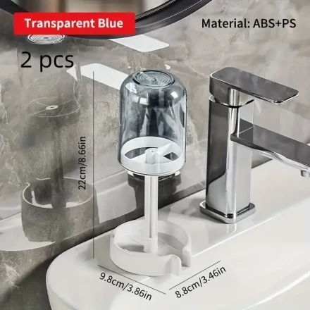 2-Pack Modern Plastic Toothbrush Holder with Drain Cover, Fragrance-Free Multi-Functional Dental Cup Stand, Home Essentials Bathroom Accessories
