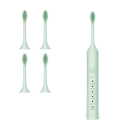 4pcs Sonic Electric Toothbrush Set for Adults - Includes 4 Soft Brush Heads, USB Rechargeable, 6 Smart Modes, Ideal for Sensitive Gums & Teeth - Available in White, Black, Green, Pink