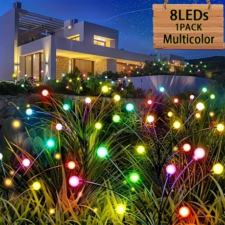 FACHOI 12/8LEDs Solar Firefly Lights - New Upgraded Solar Waving Lights, Garden Lights Swaying with the Wind, Solar Outdoor Lights for Detached Homes, Neighborhoods, Cottages, Houses, Lawns, Courtyards Patio Path Decorations, Highly Flexible Wire and Heav