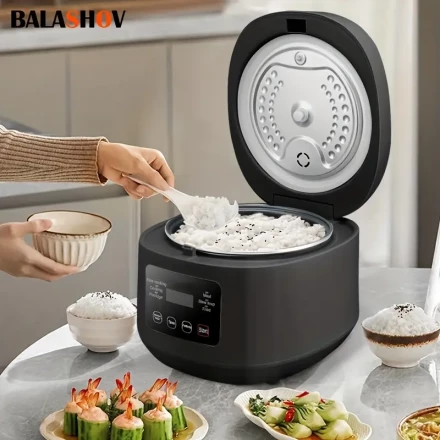 BALASHOV EU Plug 3L Smart Rice Cooker For 3-5 People, Rice and Grain Multifunctional Electric Cooking Pot, 6 Cooking Functions, with 24-Hour Reservation & Keep Warm Function, Nonstick Pot, For Rice, Porridge, Soup, Kitchen Accessories, Black