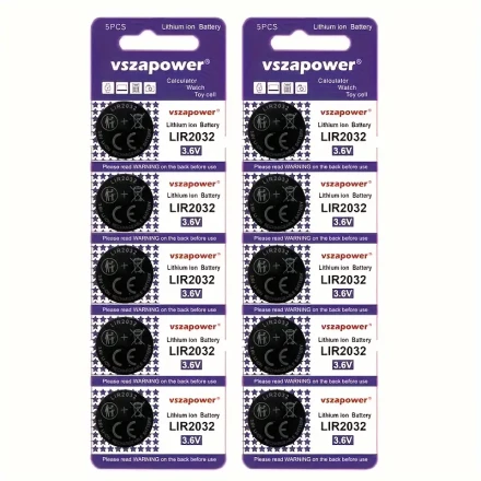 Replacement for CR2032, Rechargeable Button Batteries Specifically for LIR2032, LIR2025, LIR2016 Button Battery Charger, Single Charger, Charger + 2 LIR2032 Batteries, Charger + 5 LIR2032 Batteries, LIR2032 * 10 Batteries.