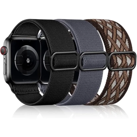 3pcs Braided Stretchy Solo Loop Bands, Polyamide Elastic Nylon Wristbands for Apple Watch Series 1-9/SE/Ultra, Sport Strap Compatible with 38mm-49mm, for Apple Watch Strap