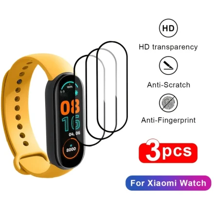 for Mi Band 9 Xiaomi Bracelet 8/7 Screen Protector 3pcs HD Transparent 3D Curved Soft Film, Waterproof TPU Case for Xiaomi Bracelet 5/6 - Scratch Resistant, Durable and Easy to Install