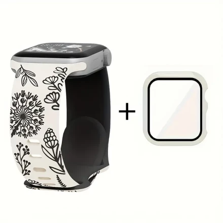 Dandelion Dual-Color Print Smartwatch Case for Apple Watch Series 9/8/7/6/5/4/3/2/1, Fashion PC Protective Cover Accessory, Sporty Stylish Replacement Band-Compatible Shell
