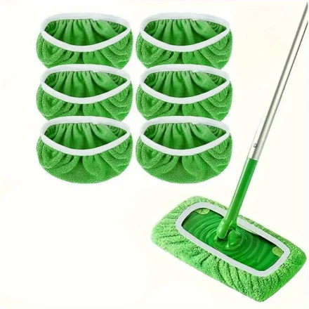 6-Pack of Reusable Mop Pads: Flat Floor Mop Cloths, Washable, Durable, for Wet And Dry Use, Easy to Clean, Suitable for Christmas Cleaning