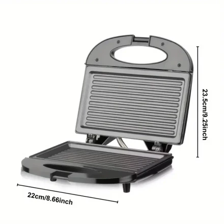 3-in-1 European Plug Sandwich Maker & Breakfast Toaster - Wide, Deep Pan for Cheese & Steak, Portable Non-Stick Grill with Easy Clean Surface, Quick Heat, No Oil Smoke