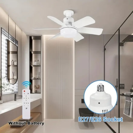 1pc White Square Leaf Fan Light LED Light with Remote Control, Adjustable Light And Wind Speed, Simple And Generous, Easy to Install, Compatible with E26/E27, Suitable for Bathroom, Bedroom, Study, Kitchen, Dining Room, Living Room