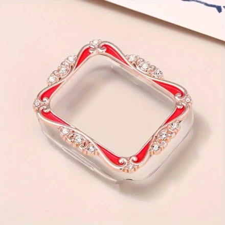Patterned Case For Apple Watch Ultra SE Series And 9 8 7 6 5 4 3 2 1 Case Inlaid With Rhinestones, Fashionable, Durable, Delicate Shape, Shell And Film, Integrated High-transparent Tempered Film, Anti-drop, Anti-vibration, Anti-wear Cover, Smart Watch Cas