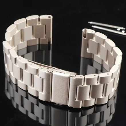 20Mm Solid Three-Link Stainless Steel Watch Band Is Compatible with Samsung Galaxy Series 7, 6, 5, 4, 3, 5 Pro 44Mm/40Mm And 4/6 Classic. 22Mm Solid Three-Link Stainless Steel Watch Band Is Suitable for Huawei Watch GT 5, 4, 3, 2 46MM And Fits Xiaomi Smar
