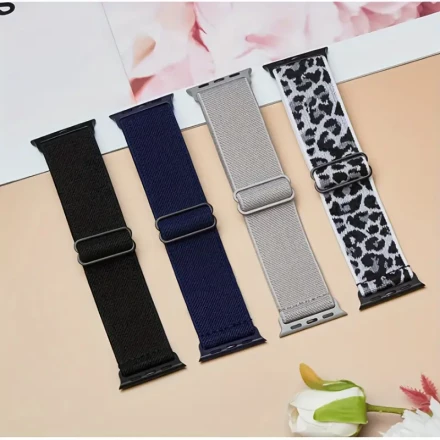 4pcs Stretchy Nylon Solo Loop Bands for Apple Watch Band Ultra 49mm 45mm 44mm 42mm 41mm 40mm 38mm, Elastic Wristbands Women Men Straps for iWatch Series 9/8/7/6/5/4/3/2/1/SE/Ultra