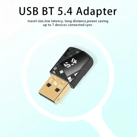 Wimotek Plug & Play Wireless 5.4 USB Adapter - Compatible with PC, Desktop, Game Controllers, Headsets, Keyboards, Mice & Speakers - Driver-Free for Windows 11/10/8.1, Connects Up to 7 Devices Simultaneously