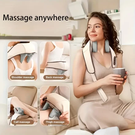 [Fast Arrival] Rechargeable Shiatsu Neck & Shoulder Massager with Heat - Comfortable Flexible Head, USB Charging, Perfect Gift for Parents and Loved Ones