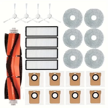 23 Pack Replacement Parts Compatible with Xiaomi Robot Vacuum X20/X20 Plus - 1 Main Roller Brush, 4 Side Brushes, 4 HEPA Filters, 6 Microfiber Mop Pads, 8 Dust Bags - Vacuum Cleaner Accessory Kit
