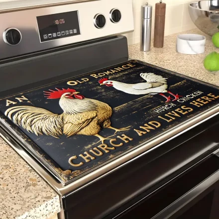 Integrated Stovetop Replacement Decor Kit 1pc Durable Polyester Gas Stove Cooktop Protector - Heat & Scratch Resistance, Easy Cleaning - Artistic Design for Chic Kitchens, Stovetop Guards
