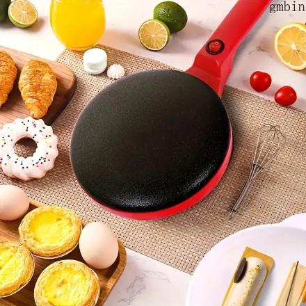 egmbin Non-stick Round Pancake Maker, Single-sided Heating Electric Griddle, Suitable for Crepes, Spring Rolls, Mexican Pancakes, 220-240V European Plug, Less than 1000W - Multifunctional Kitchen Tool