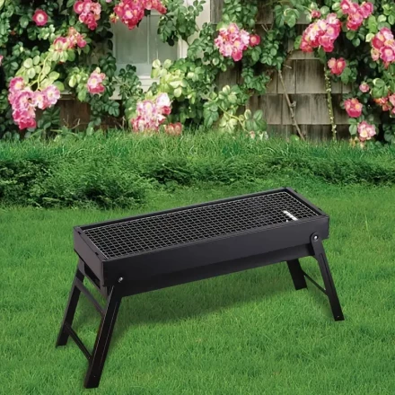 1pc Portable Folding Barbecue Grill - Easy Setup, Durable Iron Construction, Ideal for Camping & Outdoor Activities, Compact & Easy to Carry, Uncharged Power Mode, No Battery Required
