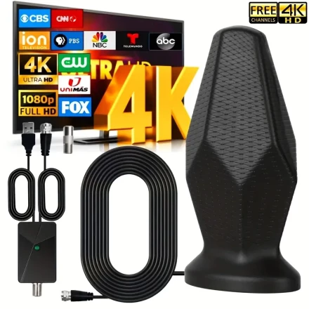 2024 Indoor Digital TV Antenna, 4K Full HD Compatible, USB Powered, 3.05meter Coaxial Cable Included, No Battery Required, for Smart & Older TVs, 5V Operating Voltage, Radio Signal Receiver