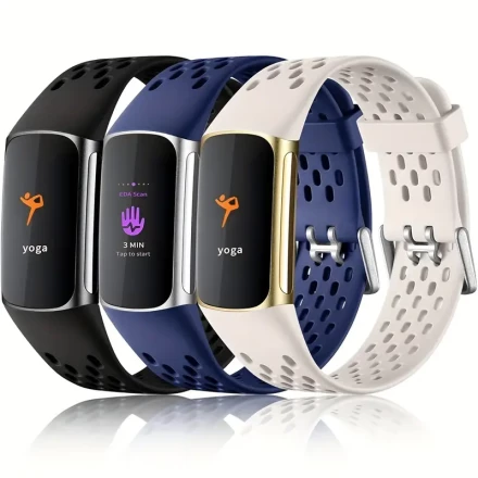 3pcs compatible with Fitbit Charge 5/ Fitbit Charge 6 Bands Women Men, Breathable Sport Band Soft Waterproof Replacement Wristbands Strap for Fitbit Charge 5/ Charge 6 Advanced Fitness Tracker